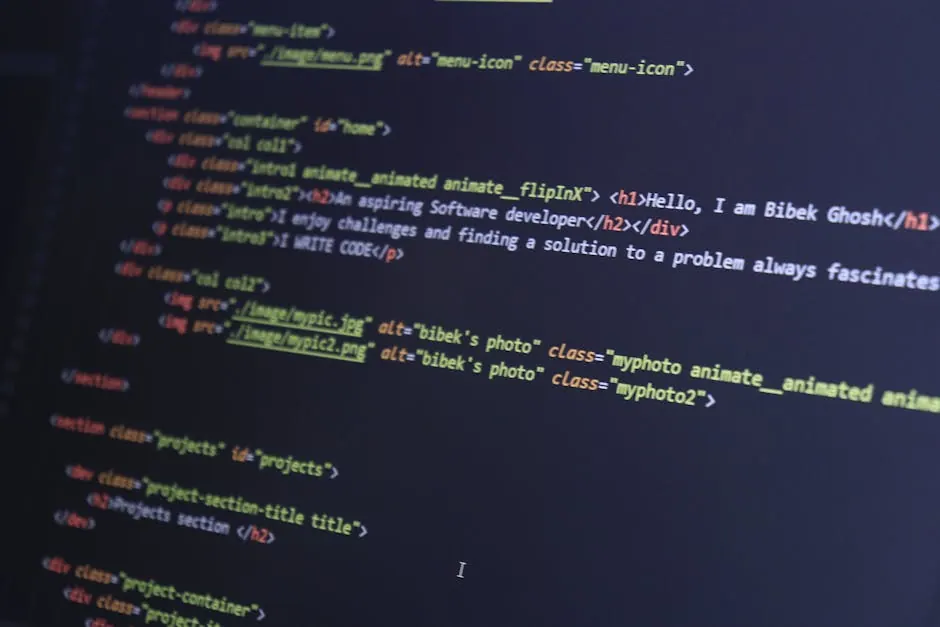 Code op een computerscherm tijdens website-ontwikkeling