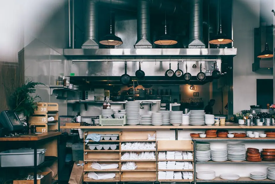 Een schone restaurantkeuken klaar voor service