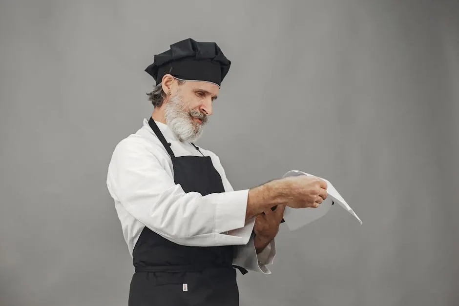 Een chef plant en herziet de menukaart in de keuken
